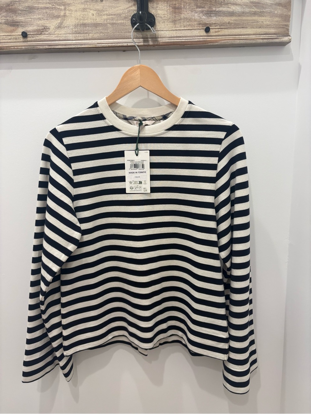 Barbour Cloud & Dark Navy Striped Sweatshirt
